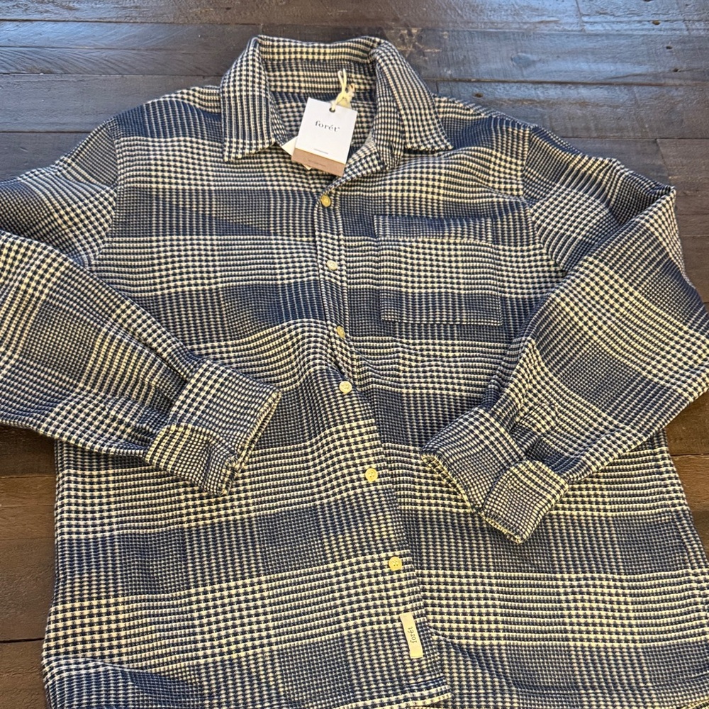 Forét Navy and White Button-Down Shirt